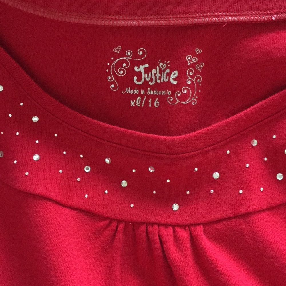 Justice Red Rhinestone Top - Picture 3 of 3